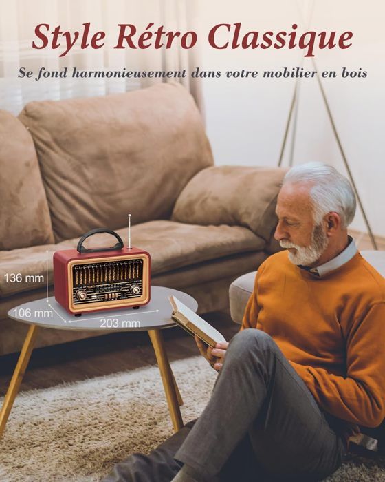 Enceinte Bluetooth Rétro Fuyin R919-C – Bois Clair, Radio FM, Design Vintage
