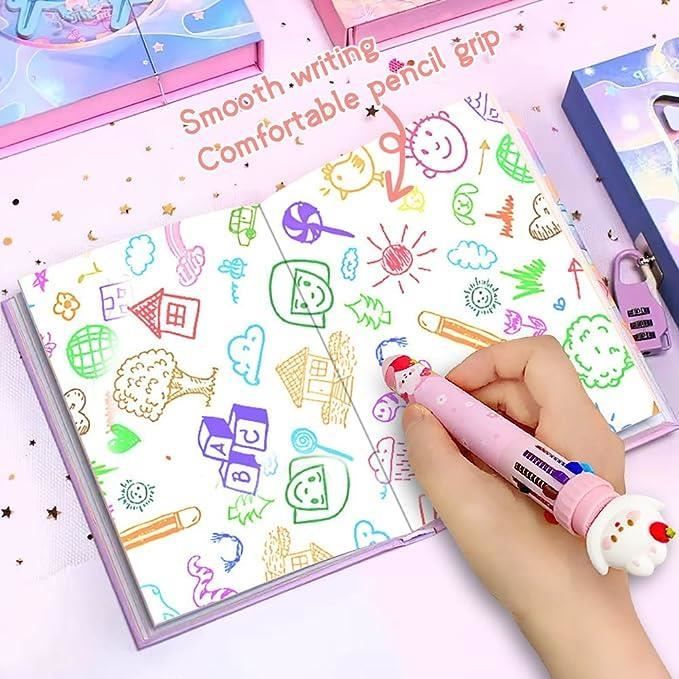 Lot De 5 Stylos à Bille Rétractables Multicolores 4 Couleurs En 1 Pour