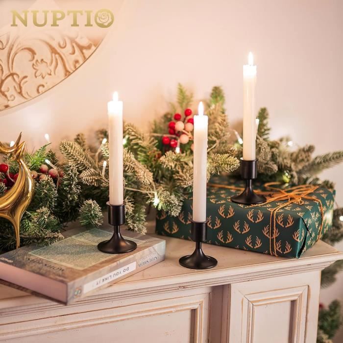 Porte-Bougies Pour Couronne De L'Avent - Lot De 8 En Métal Noir - Hauteur 2,5 Cm - Décoration Noël DIY - 4