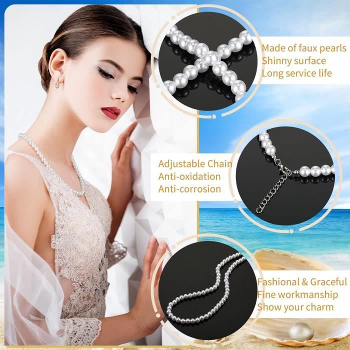 Super Joli Collier Vintage Femme – Alliance De Métal Doré Et Perles Fantaisie, Idéal Pour Look Rétro