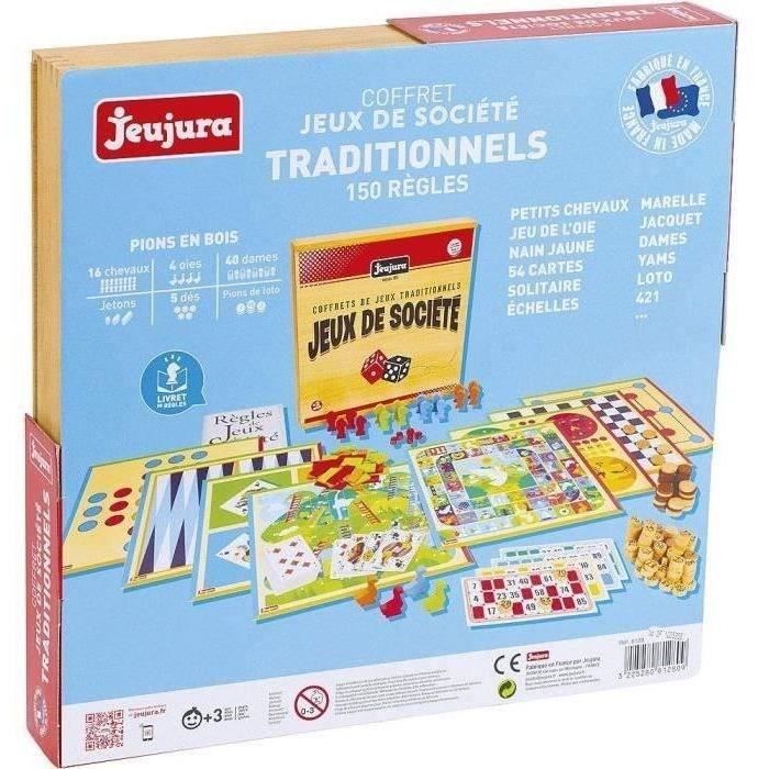 JEUJURA Coffret Bois 100 Jeux de société traditionnels - Cdiscount Jeux -  Jouets