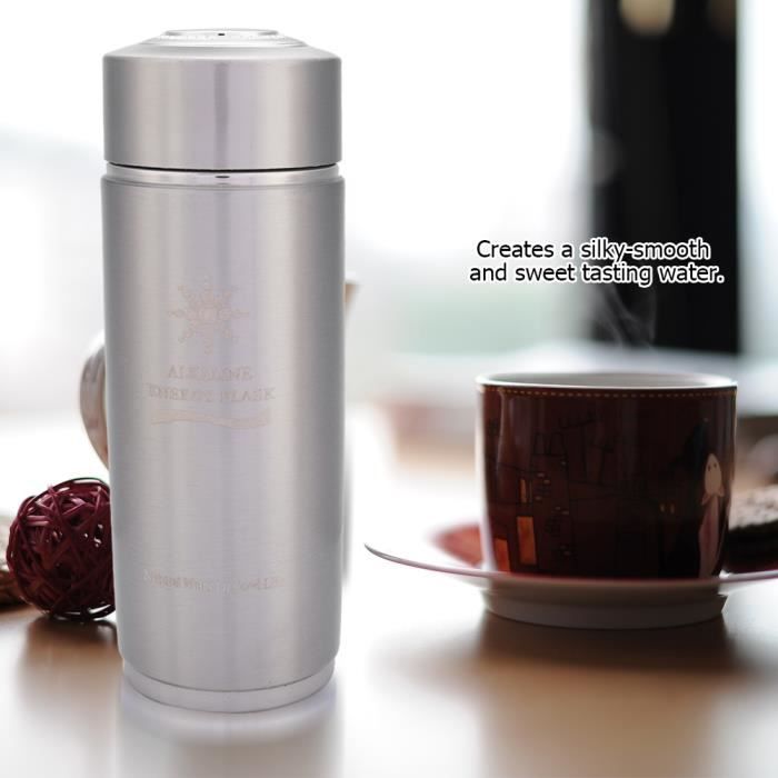 Bouteille D'eau Alcaline En Acier Inoxydable 400 Ml | Pour équilibre énergétique Et Bien-être | Couleur Rouge/bleu | Favorise Absorption Nutriments, Antioxydant - 14