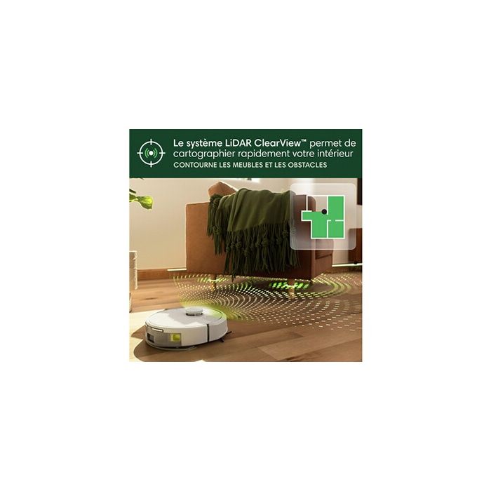 IRobot Roomba 105 Combo+ Avec Station Auto-Vidage - Robot Aspirateur Et Laveur LiDAR - 7000 Pa - Blanc