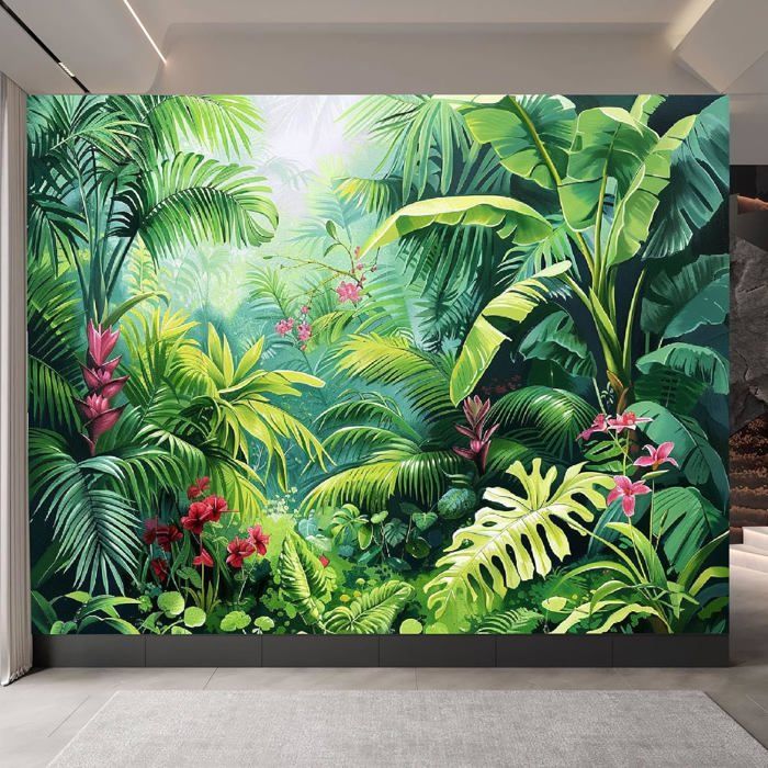 Papier Peint Panoramique 3D Plantes Tropicales 410x280cm Mural Poster ...