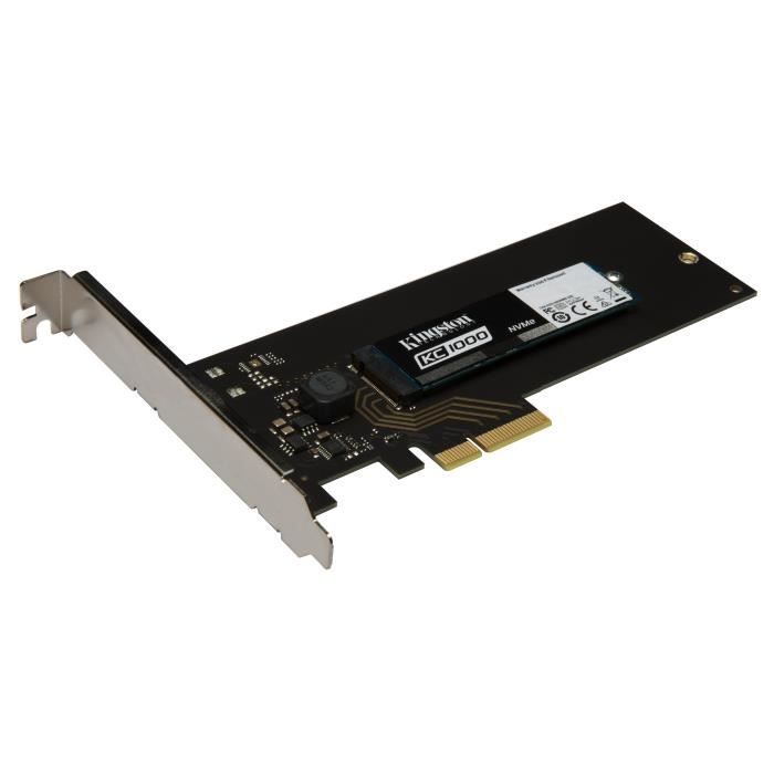 Achat Disque SSD SSD Kingston KC1000 480 Go - NVMe - format M.2 avec carte fille PCIe (HHHL) - SKC1000H/480G pas cher