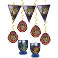 Décorations Harry Potter - Kit 7 pièces - Guirlande fanions, suspensions spirale et centres de table-0