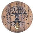 Grande horloge murale ronde avec pendule décoratif original, arbre de vie en bois Mdf brun, décoration murale élégante, 58 cm-0