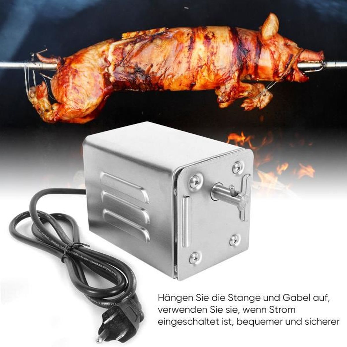 Pig Roaster Large Grill Rotisserie Spit Roaster Rod Charcoal BBQ
