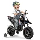 GOPLUS Moto Électrique Enfants 12V – Vitesse 3-6 Km/h, Lumières, Musique, Roues Latérales Amovibles – Dès 3-8 Ans