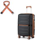 KONO Valise de Voyage à roulettes Pivotantes, 55x37x22cm Bagage à main cabine, Valise Rigide Enregistrement en Polypropylène, Noir