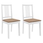 vidaXL 2x Bois Solide Chaise à Dîner et Coussins Blanc et Crème Salle à Manger 247634