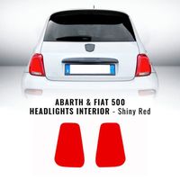Autocollants Stickers Intérieurs Phares Abarth et Fiat 500, Rouge Brillant, Droite et Gauche