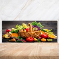Tulup 125x50cm Crédence de cuisine sur verre sécurité:- Nourriture boissons - Panier De Légumes Fruitiers - Multicolore
