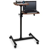 auna Pro TS-6 Table pour videoprojecteur ou ordinateur portable , 2 plateaux , support réglable en hauteur 83-107 cm - Noir