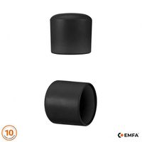 Capuchon pour tuyau rond – Diamètre 16 mm-10 pièces – Noir  - Capuchon PVC – Embout pour extrémité de profile et tige- EMFA®