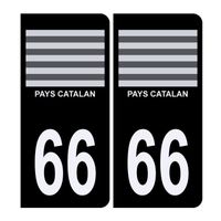 Autocollant Sticker Plaque d'immatriculation Voiture 66 Drapeau Catalan Noir