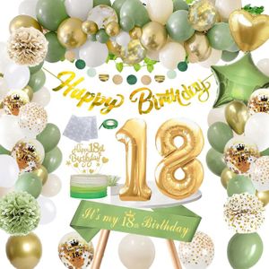 BOUGIE ANNIVERSAIRE Decoration Anniversaire 18 ans Fille Vert Or Ballon 18 ans Anniversaire Happy Birthday Bannire Joyeux Anniversaire Pom