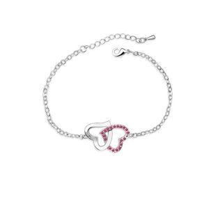 BRACELET - GOURMETTE Bracelet Coeurs entrelacés en Cristal de Swarovski Element Rose