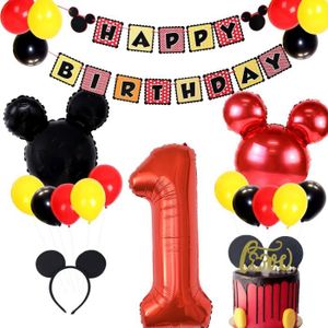 Fournitures et décorations d'anniversaire Mickey Mouse, fournitures de fête  pour 8 invités avec bannière assiettes