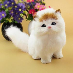 PELUCHE Petite peluche chat blanc réaliste tâches rousses marron gros yeux bleus chat persan mignon poils long doux pour enfants