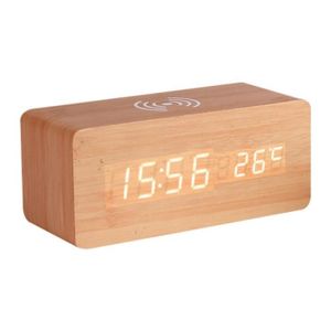 HORLOGE - PENDULE Horloge,LED réveil électrique horloges en bois num