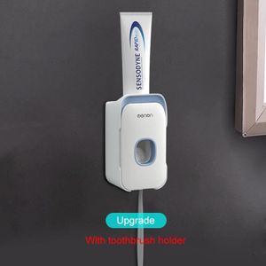PORTE SECHE-CHEVEUX Accessoires salle de bain,Distributeur automatique de dentifrice support mural porte brosse à dents anti poussière - Type blue-1