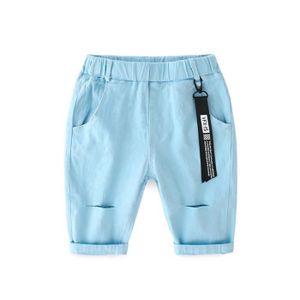 PANTACOURT Pantacourt Enfant Garcon Ete Taille Elastique Pantalon 3-4 Coton Stretch Couleur Unie - Bleu