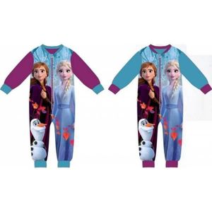 Pyjama Fille Disney Combinaison Pyjama Enfant La Reine des Neiges avec Anna et Elsa Surpyjama Polaire Fille Taille 18 Mois à 10 Ans