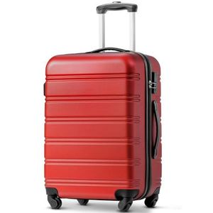VALISE - BAGAGE Valises grande à coque rigide Valise Légères à roulettes 4 Roues 75cm matériau ABS valises de voyage avec mot de passe rouge