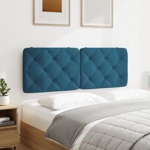 TÊTE DE LIT KIT Coussin de tête de lit bleu 140 cm velours - S