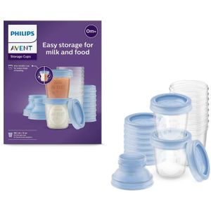 CONSERVATION REPAS Pot de conservation pour lait maternel réutilisable PHILIPS AVENT SCF618/10 - 10x180ml - Bleu et transparent