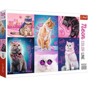 PUZZLE Puzzle 1000 pièces Trefl - Chats NEON - Dimensions