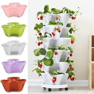 JARDINIÈRE - BAC A FLEUR VGEBY Pot à fleurs superposé 3D, jardinière en plastique pour fraisiers