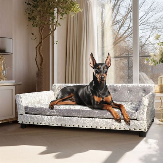 Canapé-Lit Pour Chien Grand Format - Jusqu'à 27 Kg - Housse Amovible Lavable - Fond Antidérapant - Beige - 99 X 71 X 40 Cm - 6