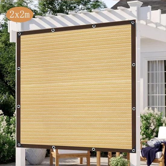 PIPRE 2.3m x 3.7m Beige 90% Toile d'ombre, Tissu d'ombrage résistant aux Rayons UV Voile ombragant, Rideau de Soleil avec œillets