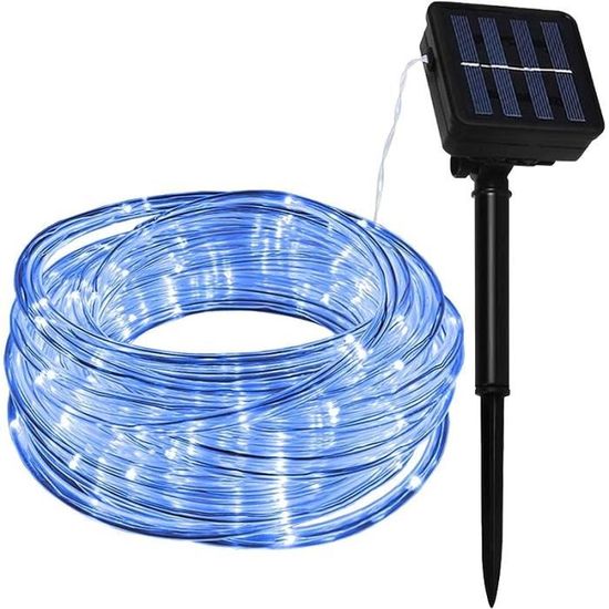 Guirlande LED Solaire Ou USB - 10m, 100 LEDs, 8 Modes, Télécommande - Étanche Pour Intérieur/extérieur (bleu) - 5