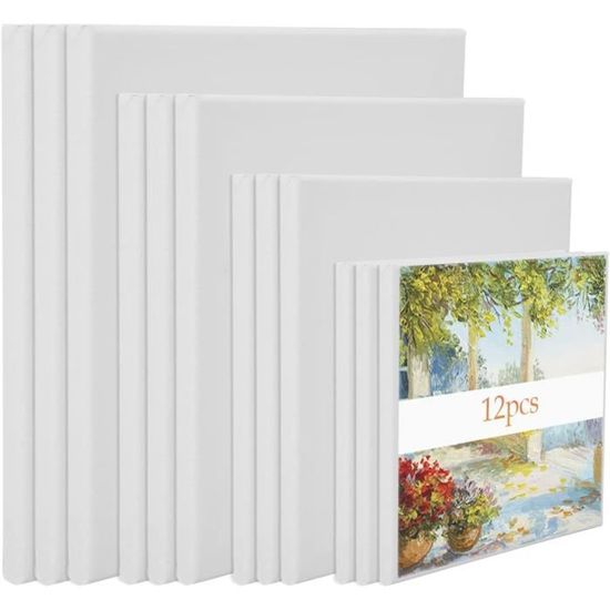NQEUEPN 12 Feuilles Toile Pré Dessinée pour Adultes et Enfants, 25x20cm Sans Cadre Toile Pré Imprimée Enfant Siroter et Peindre Sur Toile pour Adultes Fêtes d'Anniversaire
