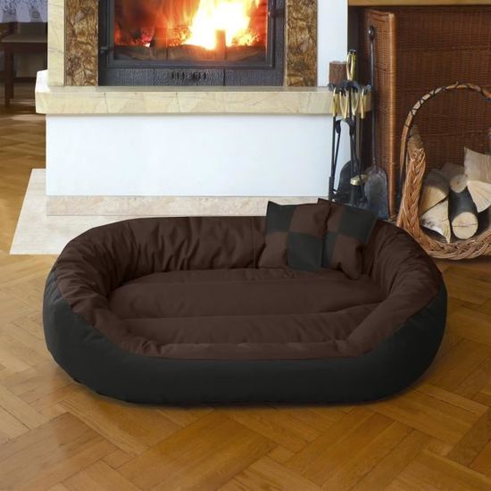 BedDog 4en1 lit pour chien SUNNY, coussin, panier pour chien [XL env. 85x70cm, MOCCA (noir/brun)]