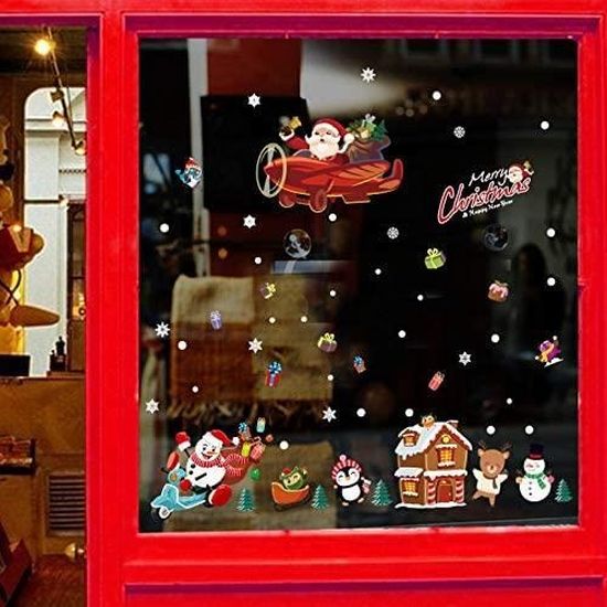 Autocollants Muraux 3D Père Noël - Lot De 3 - Taille 30 X 25 Cm - Décorations De Noël Amusantes Pour Maison, Bureau, école - PVC Facile à Poser Et Enlever