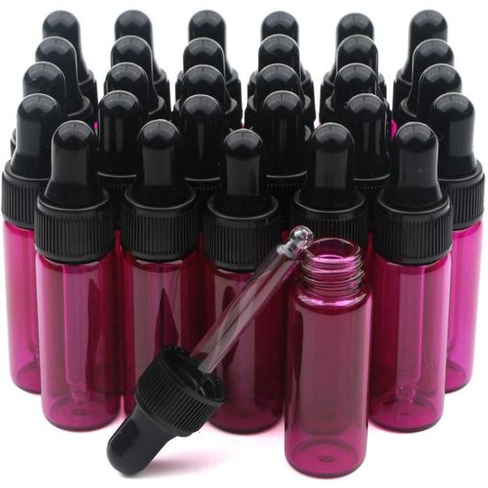 Lot de 40 flacons roll-on en verre rose de 5 ml décapsuleur et compte-gouttes inclus 