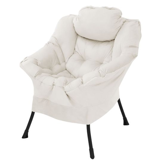 Fauteuil relax ML-Design gris en lin structure d'acier rembourré dossier et repose-pied réglables Fauteuil relax ML-Design gris en lin structure d'acier rembourré dossier et repose-pied réglables