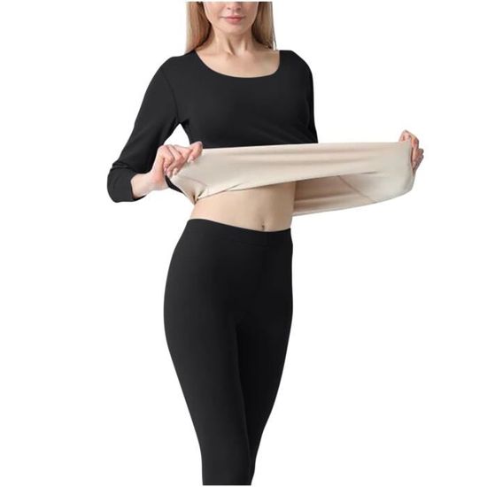Sous-Vêtements Thermiques Femme Sans Coutures Avec Coussinets Poitrine – Ensemble Long Chaleur Confortable Hiver