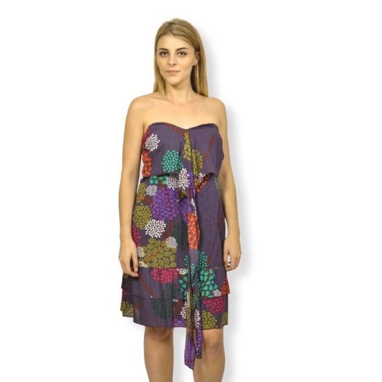 Robe femme bustier Imprimee fleur LAVAND ete Robe courte Vert Cdiscount Pret a Porter