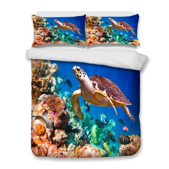 Housse De Couette Enfants Animaux - Parure De Lit Cerf Escargot Tigre 140x200cm Microfibre Douce