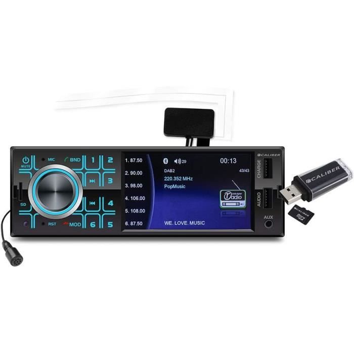 Caliber RMD404DAB-BT Autoradio – 4 Inch Scherm, Bluetooth, DAB+, FM, USB, SD En Aansluiting Voor Achteruitrijcamera, 1-DIN