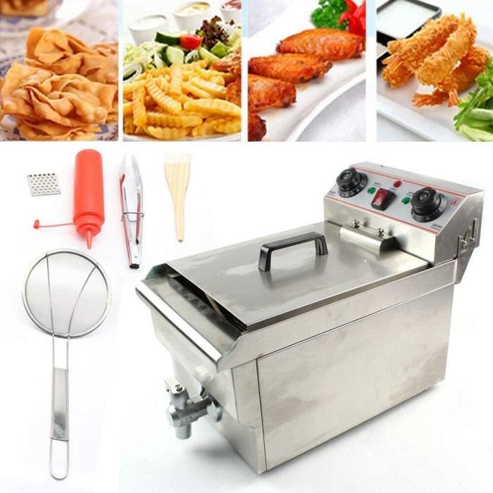 Friteuse électrique Professionnelle 6L - 2500W Inox - Température Réglable 60-200°C - Pour Restaurant Ou Maison