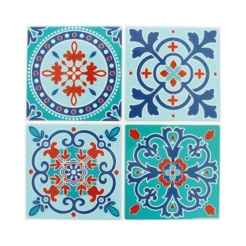 Sticker mosaïque autocollant 12,5cm carreaux ciment 6 - Artémio Multicolore - Assort.