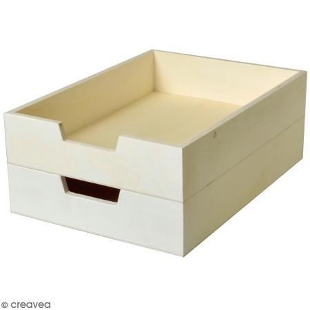 Bac à courrier en bois à décorer - 21 x 30 cm - 2 pcs Corbeille à courrier en bois à personnaliser :Lot de 2 pcsMatière : Bois