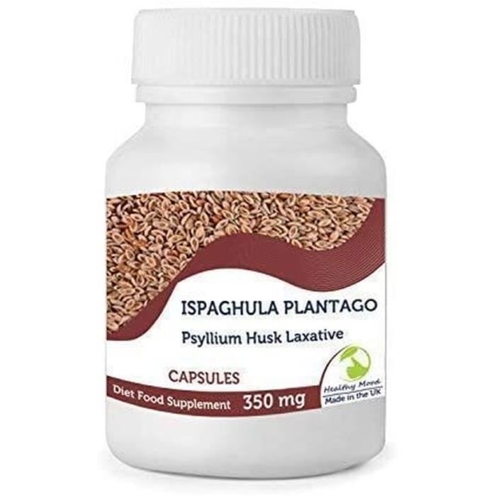 Pure Naturel Ispaghula Plantago Poudre 350mg Tégument de Psyllium Laxatif Régime Nourriture Supplément 30 Capsules Ovato Grain...