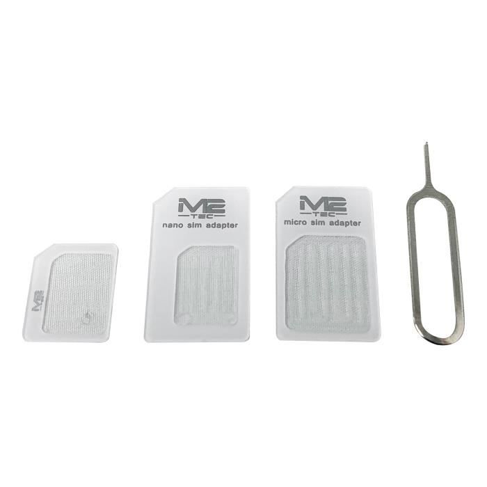 H-basics Adaptateur de carte Sim 4 en 1 - support de carte avec aiguille, pour smartphones, accessoires pour téléphones portables